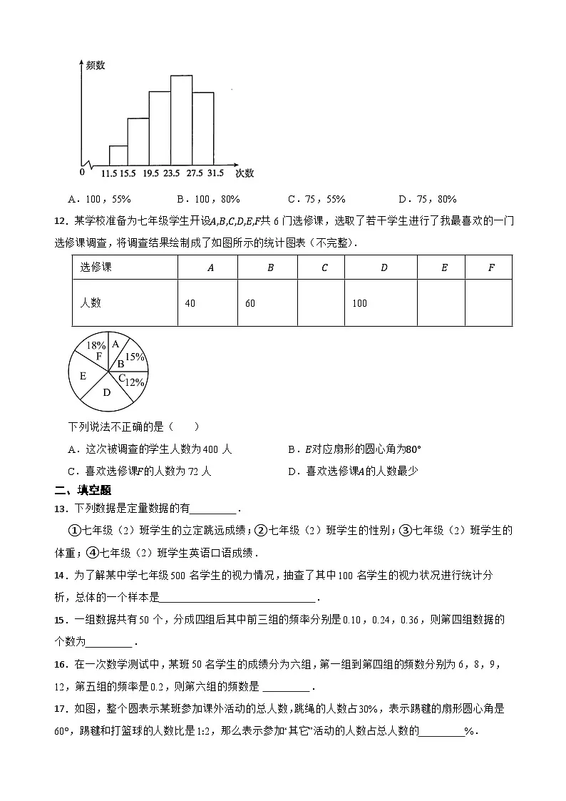 第十四章数据的收集与表示随堂练习 华东师大版数学八年级上册第3页