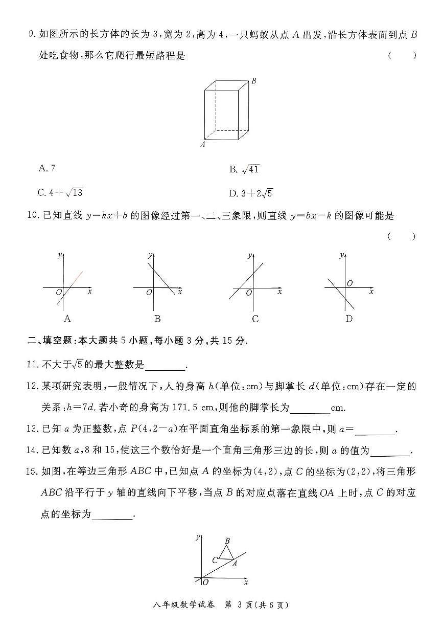 广东省河源市紫金县2025-2026学年八年级上学期11月期中数学试题第3页