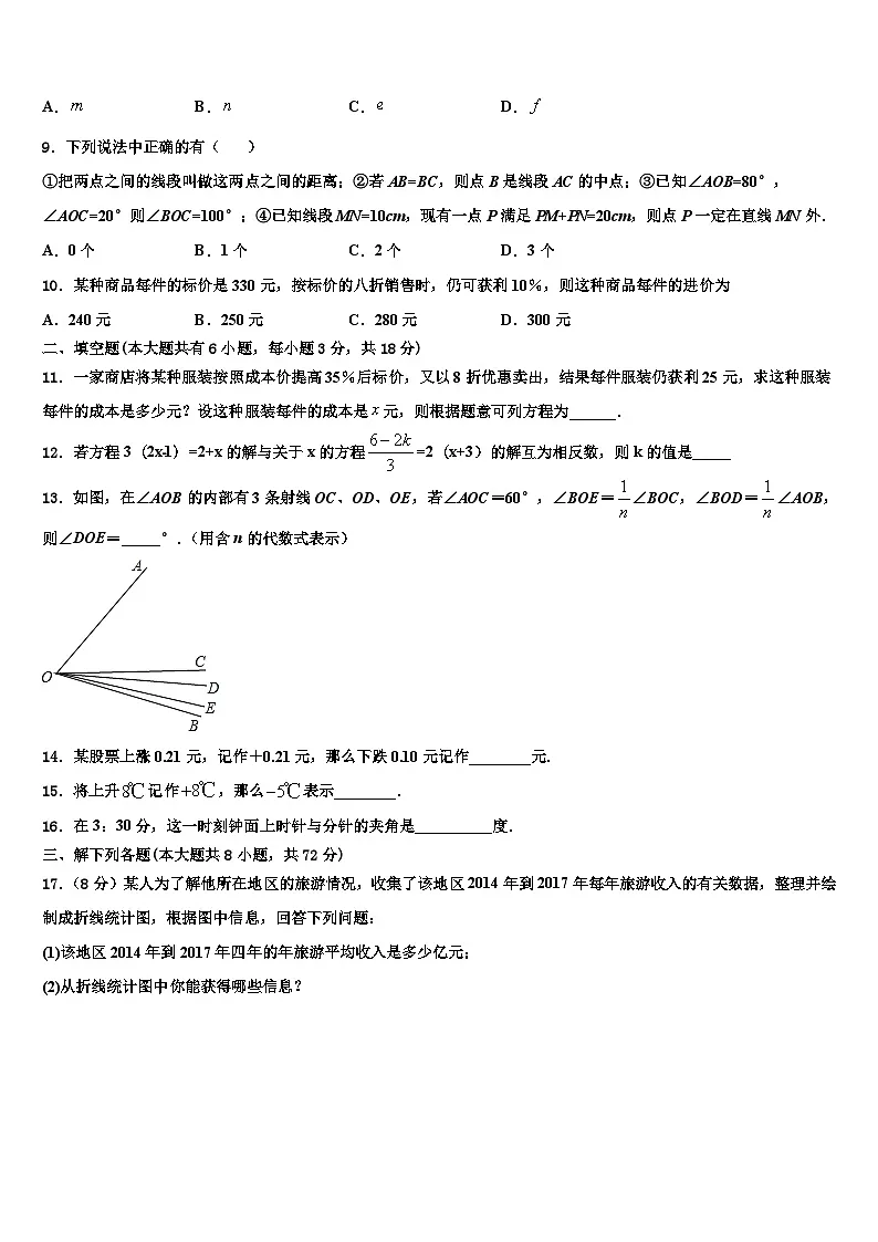 2026届安徽省合肥包河区五校联考数学七上期末经典试题含解析第2页