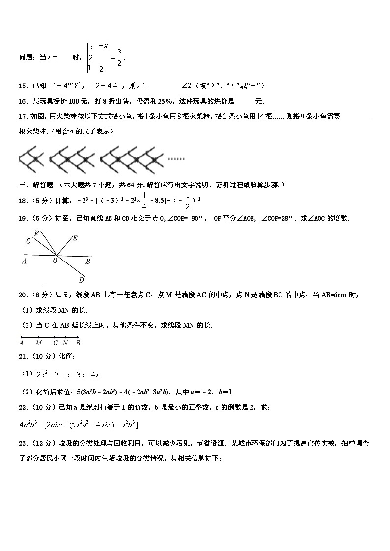 2026届安徽省淮南市田区数学七上期末学业质量监测试题含解析第3页
