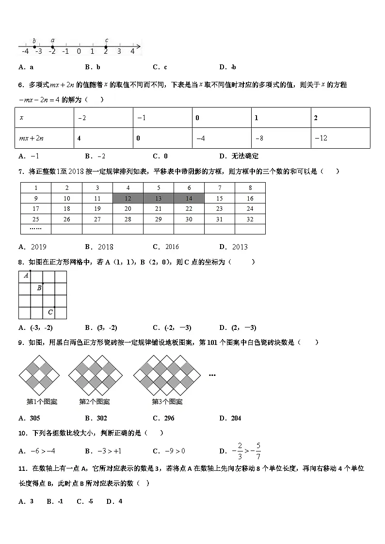 2026届安徽省宿州市名校七年级数学第一学期期末联考模拟试题含解析第2页