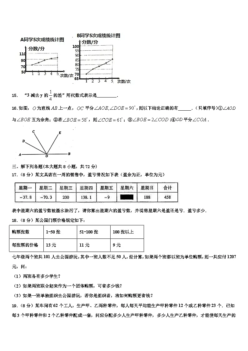 2026届北京市人民大附属中学七年级数学第一学期期末经典模拟试题含解析第3页