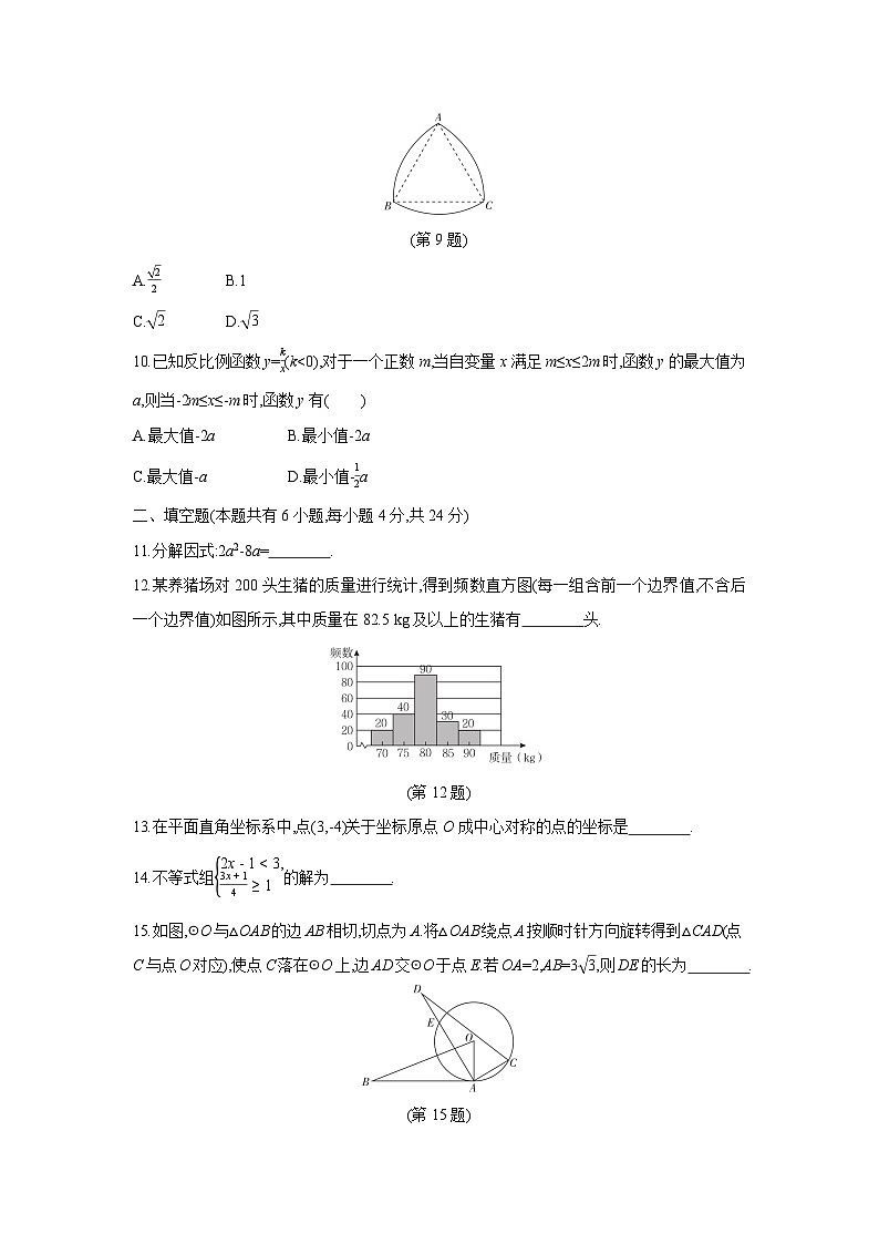 浙江省2024年“山海联盟”初中学业水平考试模拟卷（一）数学试卷第3页