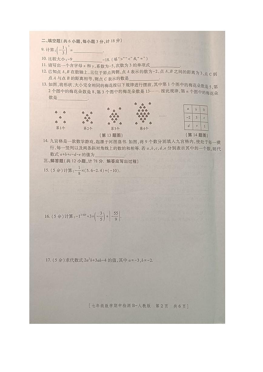 陕西省商洛市商南县丹南三校2025-2026学年七年级上学期11月期中联考数学试题第2页