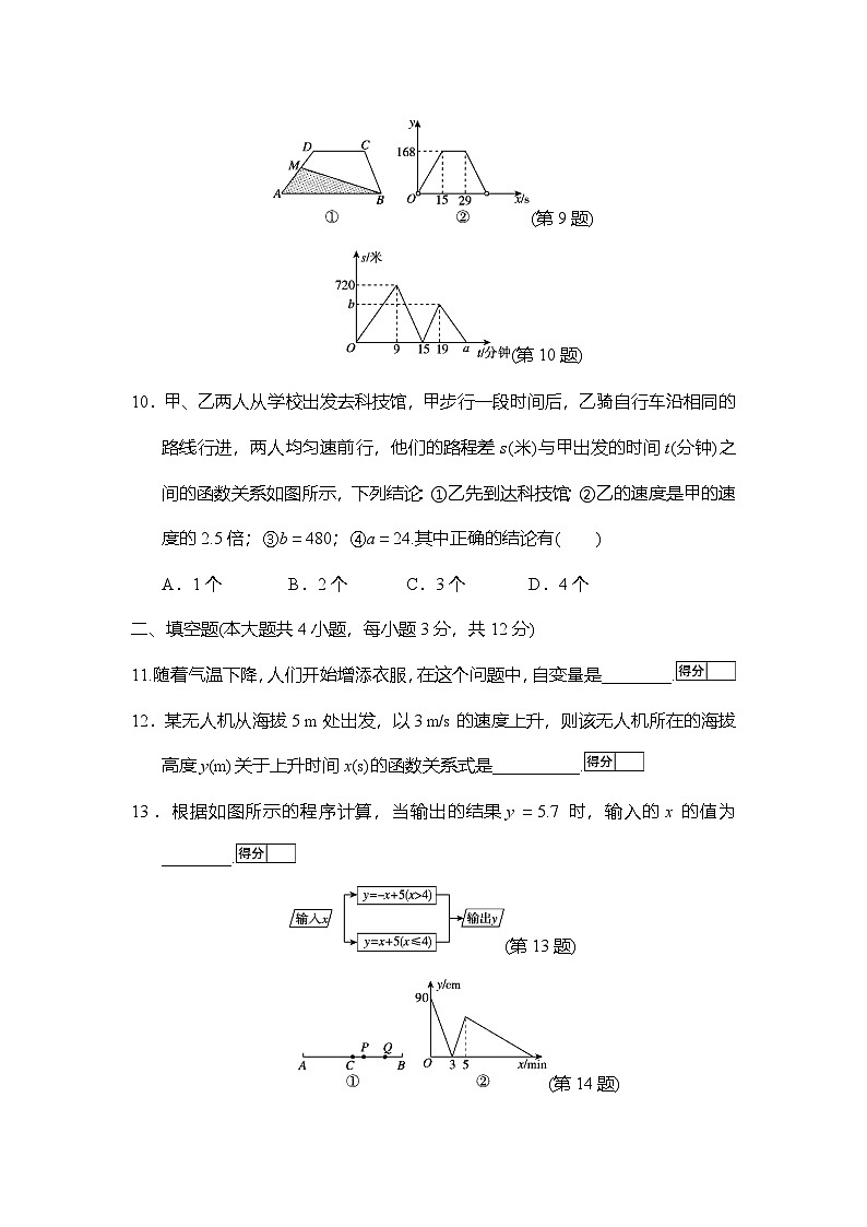 人教版（2024）数学八年级下册 第二十二章 函数 单元综合测试（一）（试卷含答案）第3页