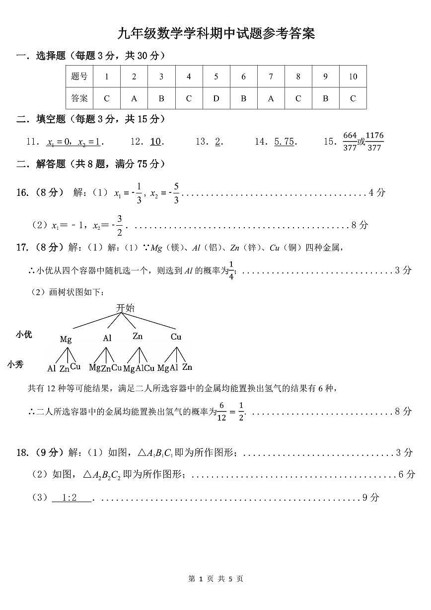 数学试题答案第1页