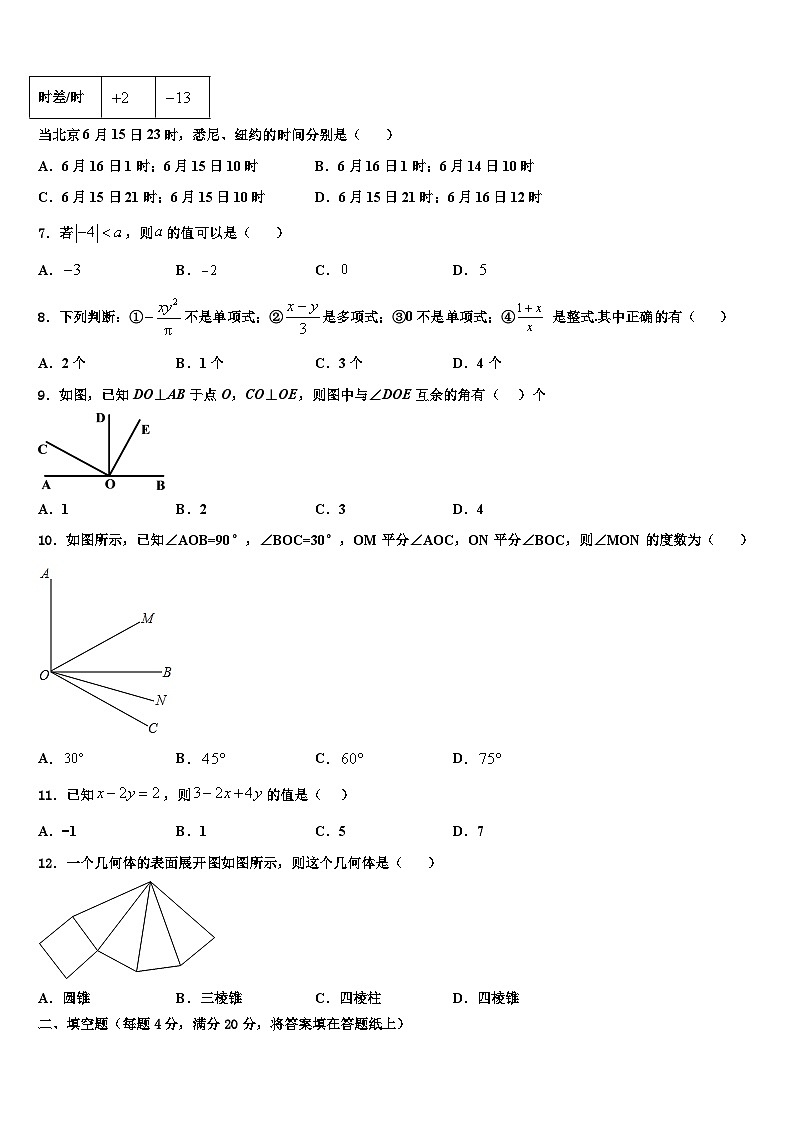 2026届北京市西城区北师大附属实验中学数学七年级第一学期期末达标测试试题含解析第2页
