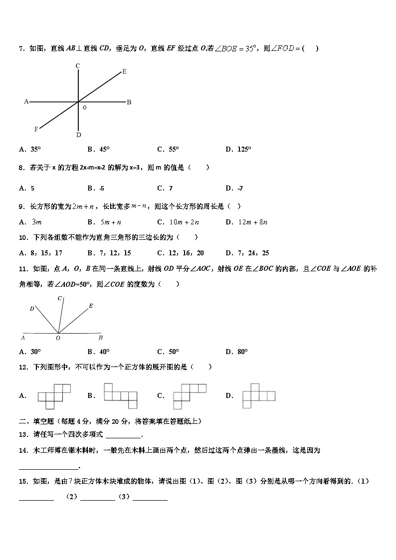 2026届达州市重点中学数学七年级第一学期期末经典模拟试题含解析第2页