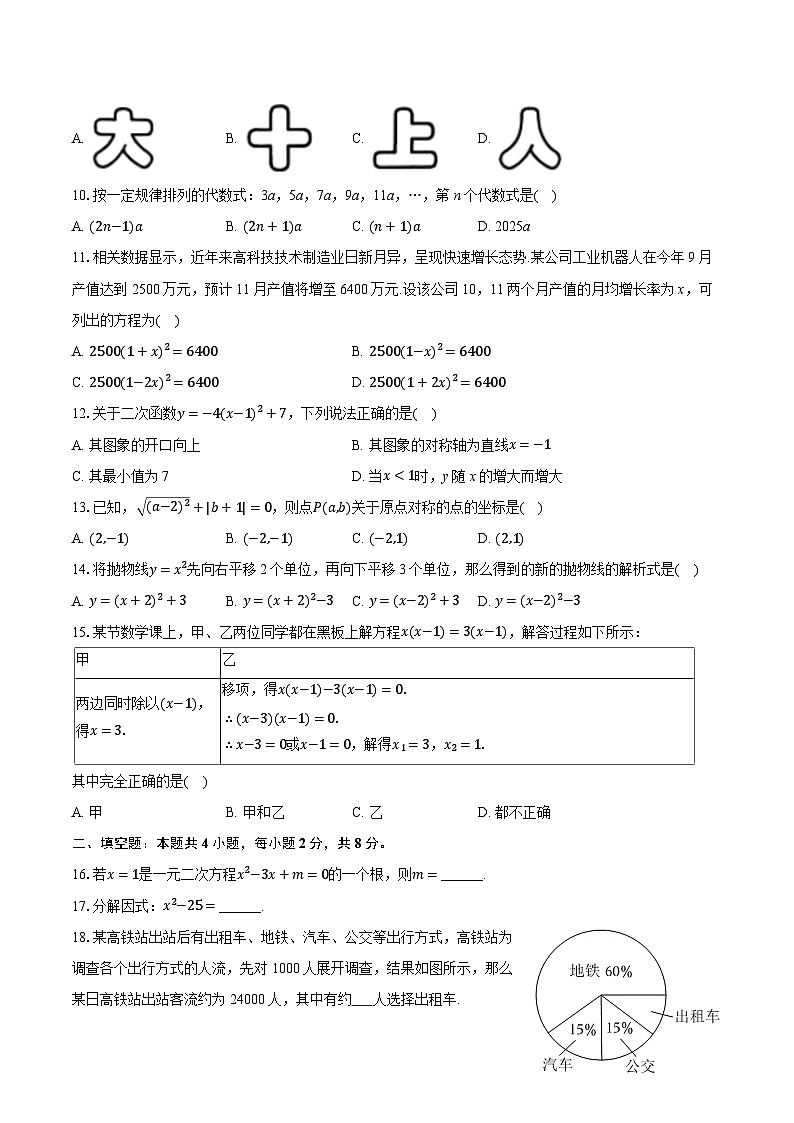 2025-2026学年云南省昆明市嵩明县九年级（上）期中数学试卷第2页
