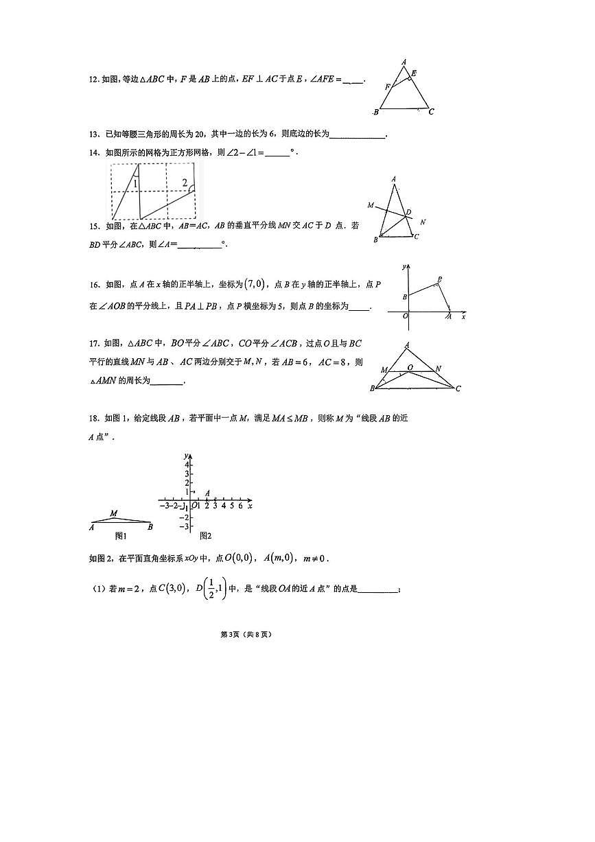 北京市中科院附属实验学校2025～2026学年八年级上数学学科期中试卷(无答案)第3页