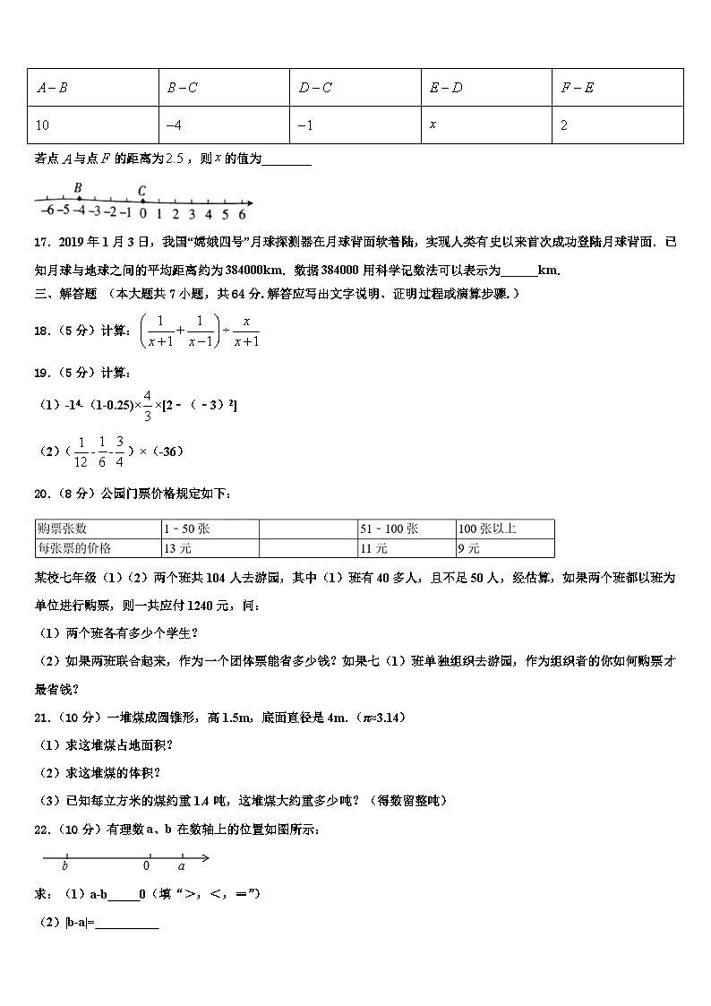 2026届福建省厦门市六校数学七上期末经典试题含解析第3页