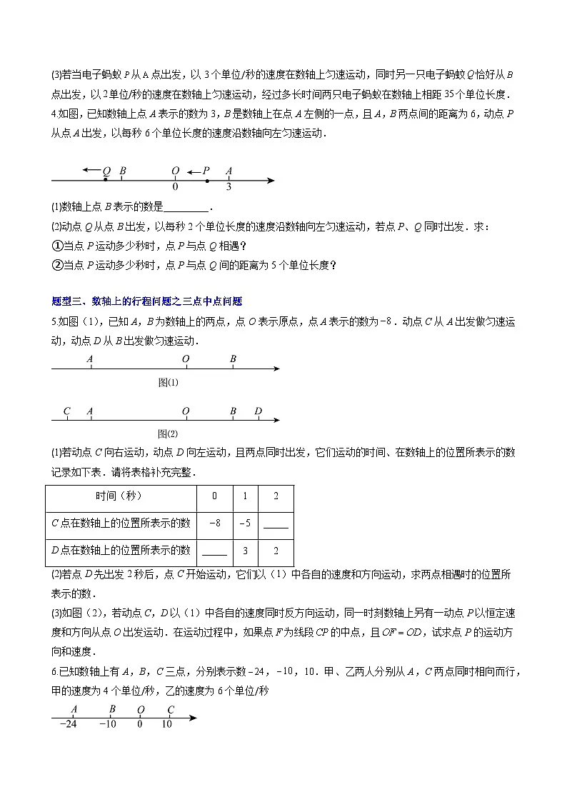 专题04 数轴上的行程问题（5大题型）（专项训练）（学生版）第2页