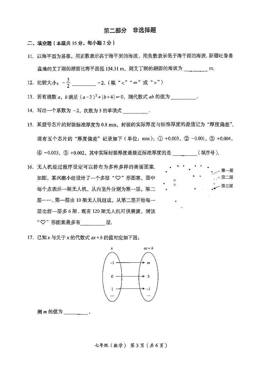 2025年北京市市海淀区七年级上数学期中试卷第3页