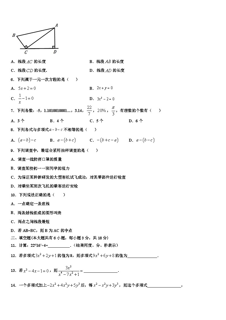 2026届广东省广州市白云区广外外学校数学七上期末考试试题含解析第2页