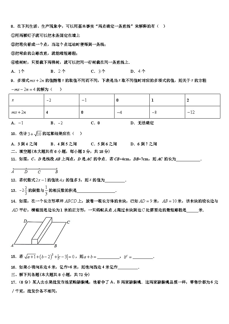 2026届广东省廉江市实验学校数学七年级第一学期期末综合测试模拟试题含解析第2页