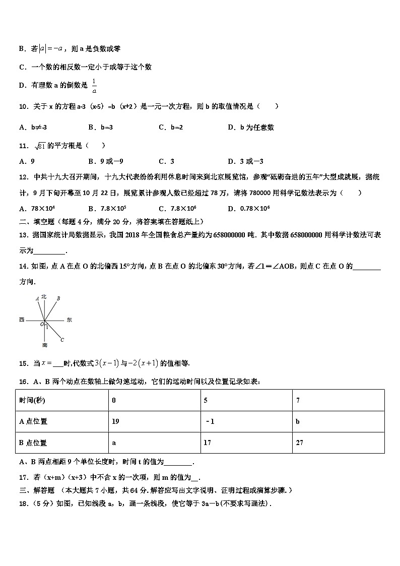 2026届广东省汕头市聿怀中学七年级数学第一学期期末监测模拟试题含解析第2页