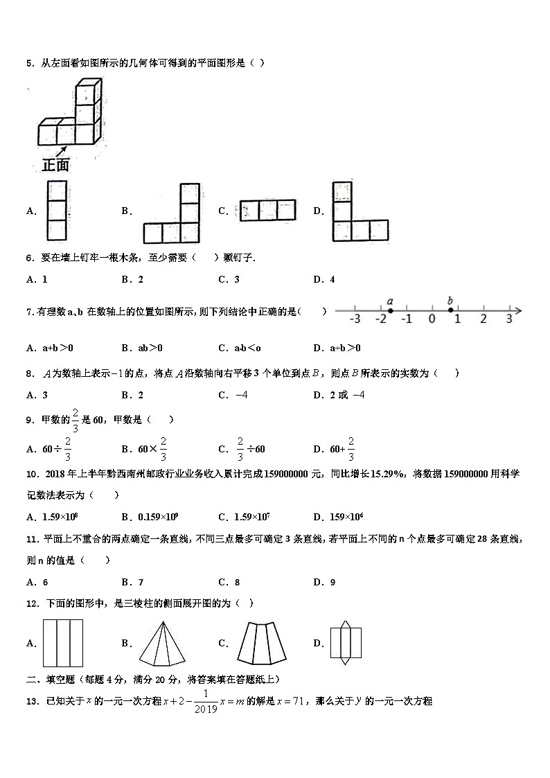 2026届广东省深圳市福田区红岭中学数学七上期末综合测试模拟试题含解析第2页