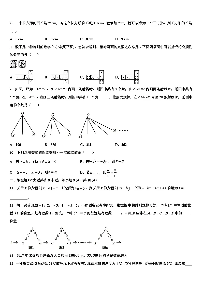 2026届广东省深圳市龙岗区龙城初级中学七年级数学第一学期期末调研模拟试题含解析第2页