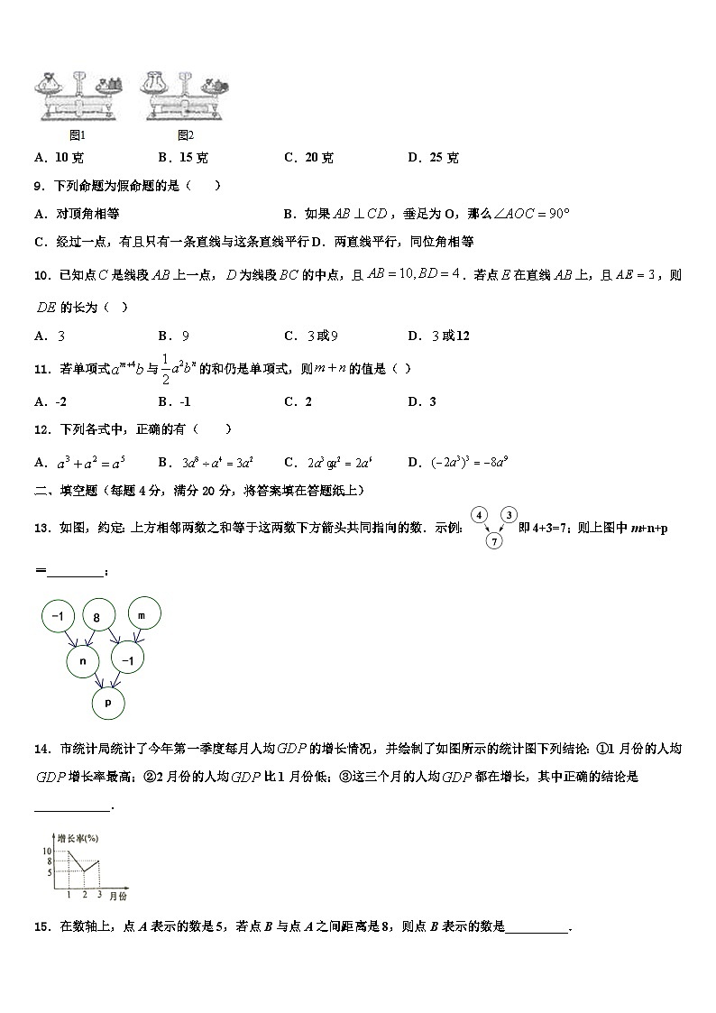 2026届河北省秦皇岛抚宁区台营区数学七上期末调研试题含解析第2页
