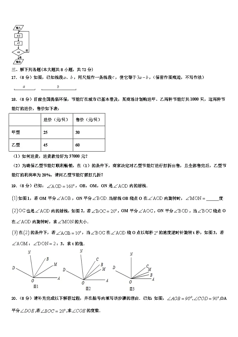 2026届湖北省黄州思源实验学校数学七上期末达标检测试题含解析第3页