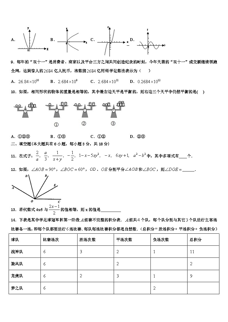 2026届湖北省黄石市数学七年级第一学期期末学业水平测试模拟试题含解析第2页