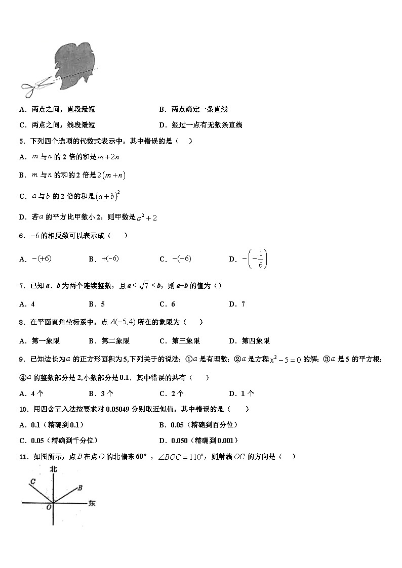 2026届吉林省吉林市第14中学七年级数学第一学期期末复习检测试题含解析第2页