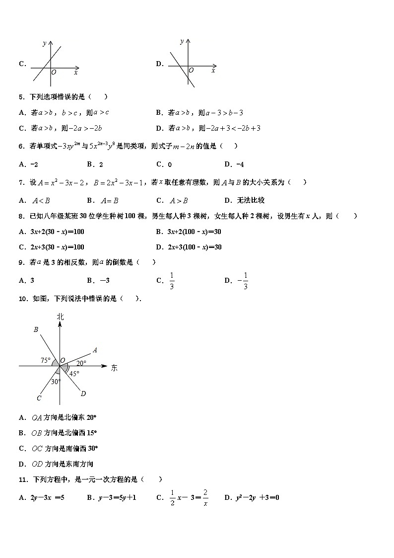 2026届湖南省长沙市长郡梅溪湖中学数学七年级第一学期期末考试试题含解析第2页