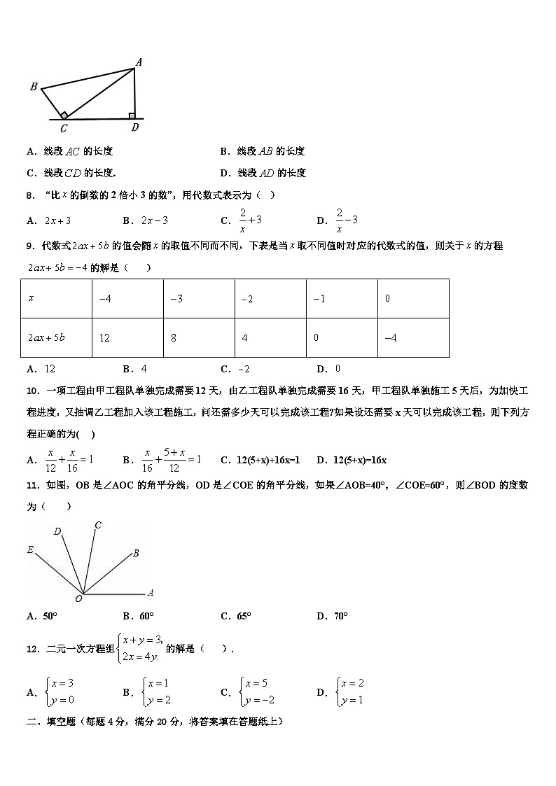 2026届吉林省吉林市第十六中学数学七上期末学业水平测试模拟试题含解析第2页
