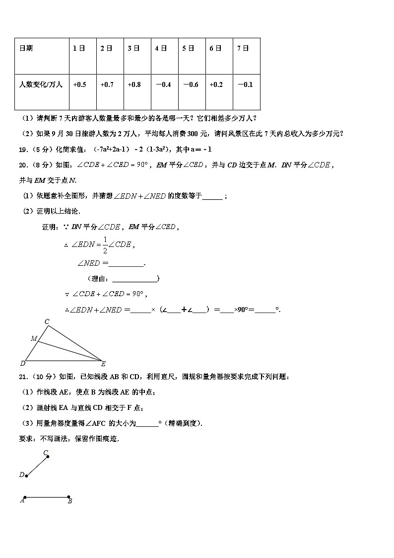 2026届湖南省长沙市青竹湖湘一外国语学校数学七年级第一学期期末监测试题含解析第3页