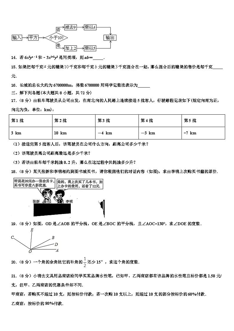 2026届吉林省长春市二道区七年级数学第一学期期末经典试题含解析第3页