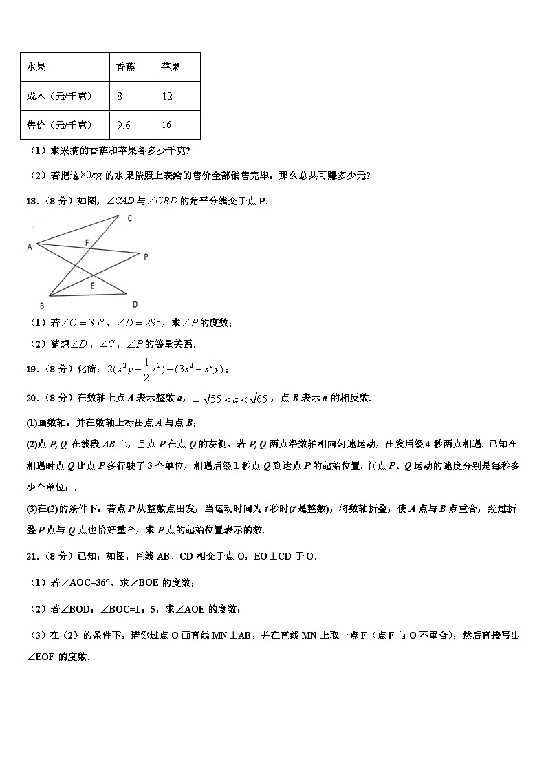 2026届江苏省金坛区数学七年级第一学期期末质量检测模拟试题含解析第3页