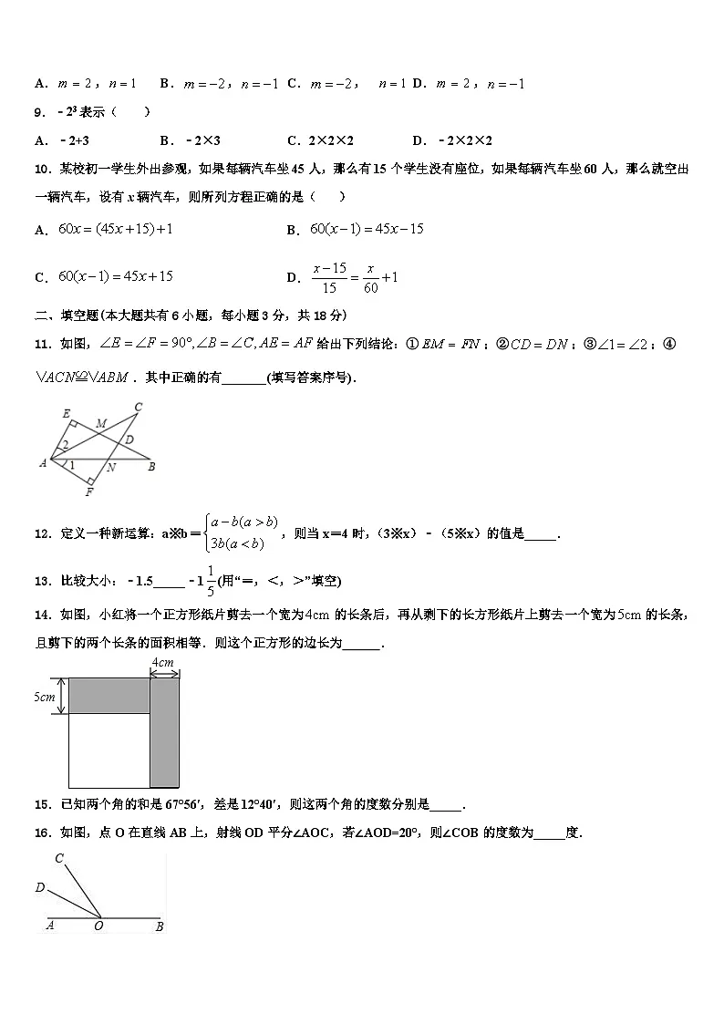2026届江苏省连云港市灌云县七年级数学第一学期期末复习检测试题含解析第2页
