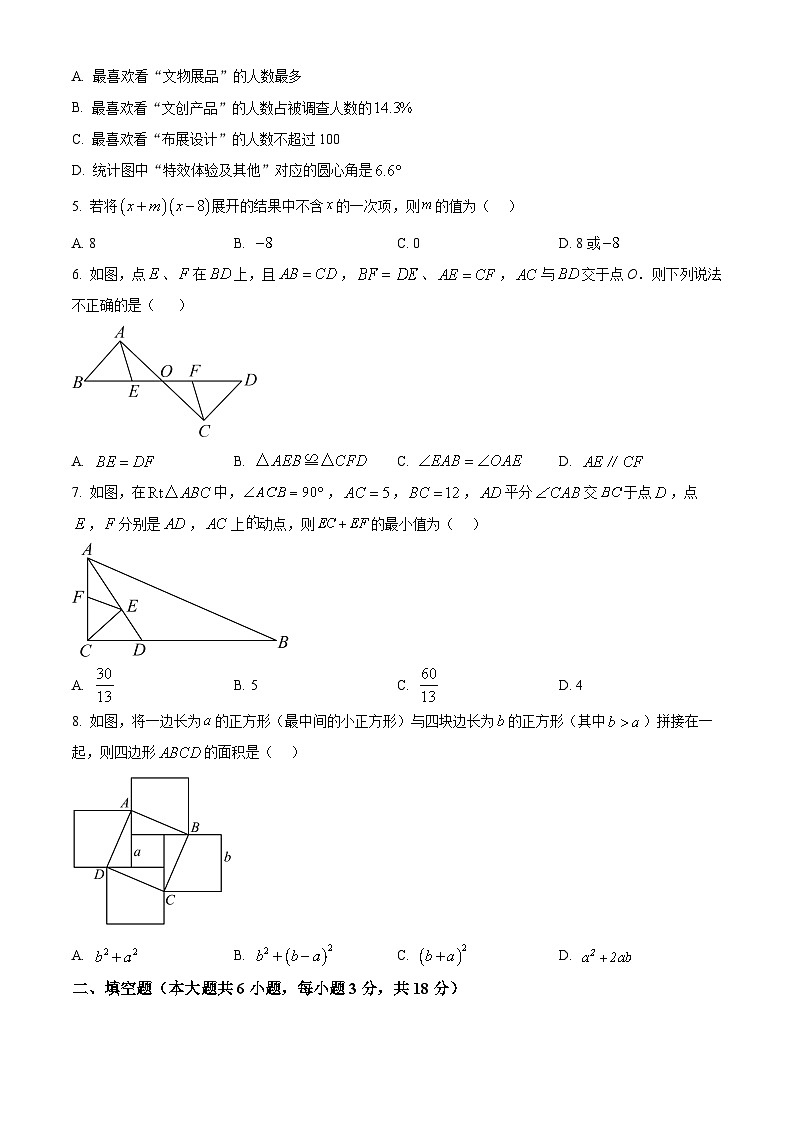 精品解析：吉林省长春外国语学校2024-2025学年八年级上学期12月期末数学试题（原卷版）第2页