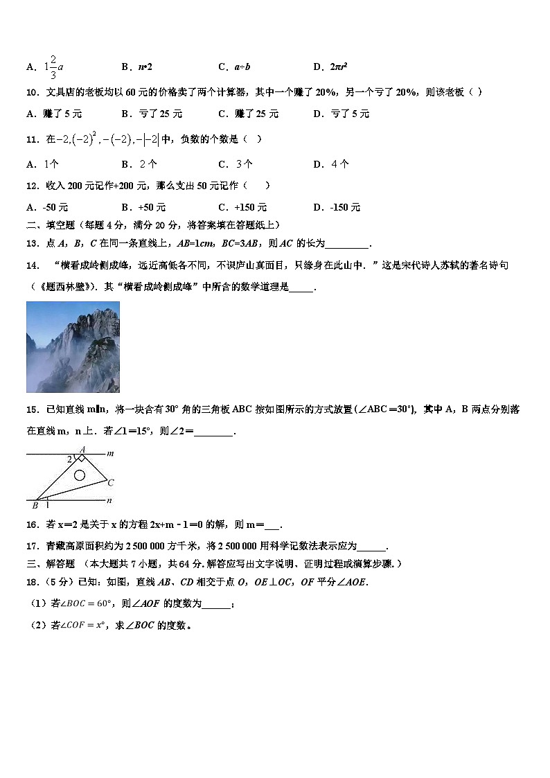 2026届江苏省兴化市乐吾实验学校七年级数学第一学期期末达标检测模拟试题含解析第2页