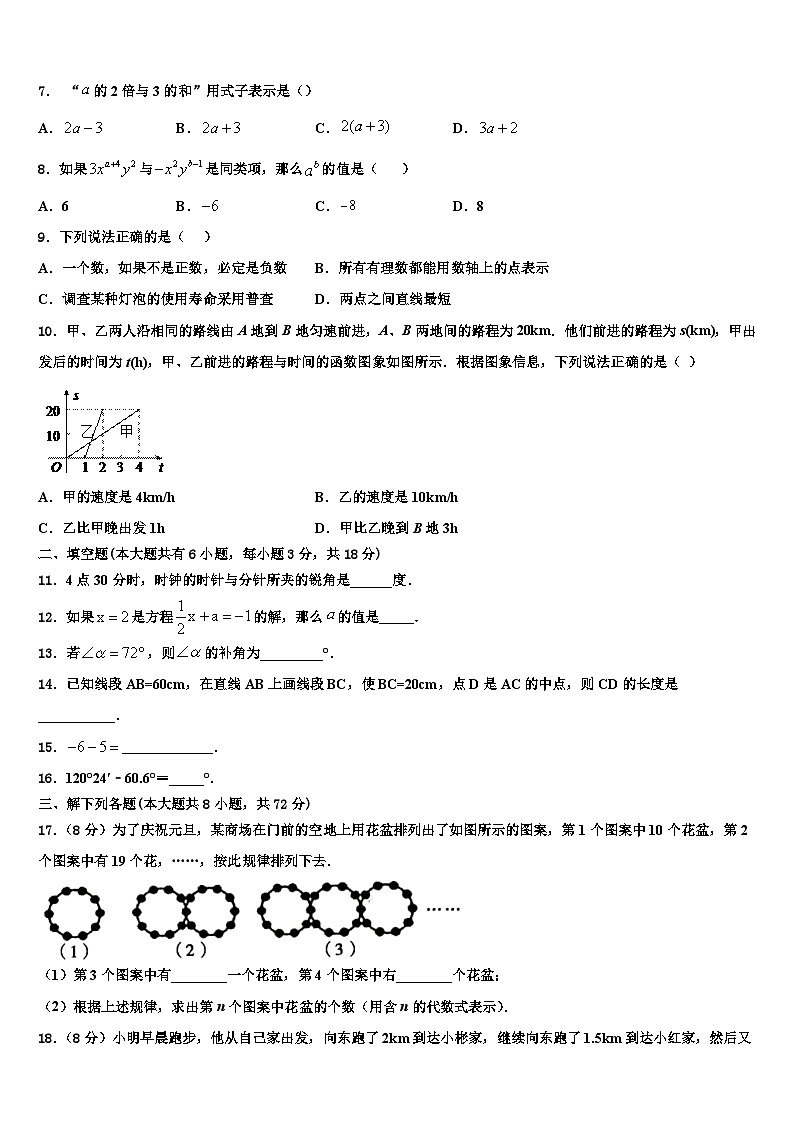 2026届江苏省扬州市树人学校七年级数学第一学期期末达标检测模拟试题含解析第2页