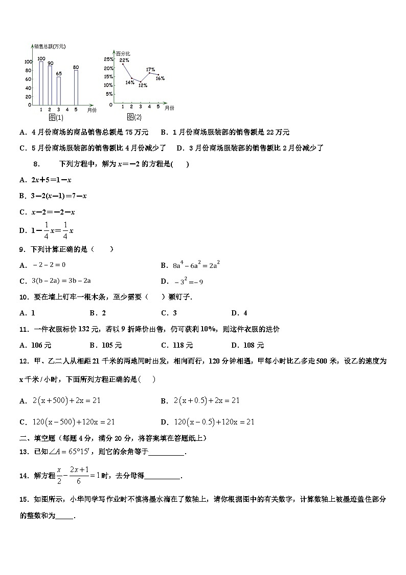 2026届江西省省宜春市袁州区数学七上期末综合测试模拟试题含解析第2页