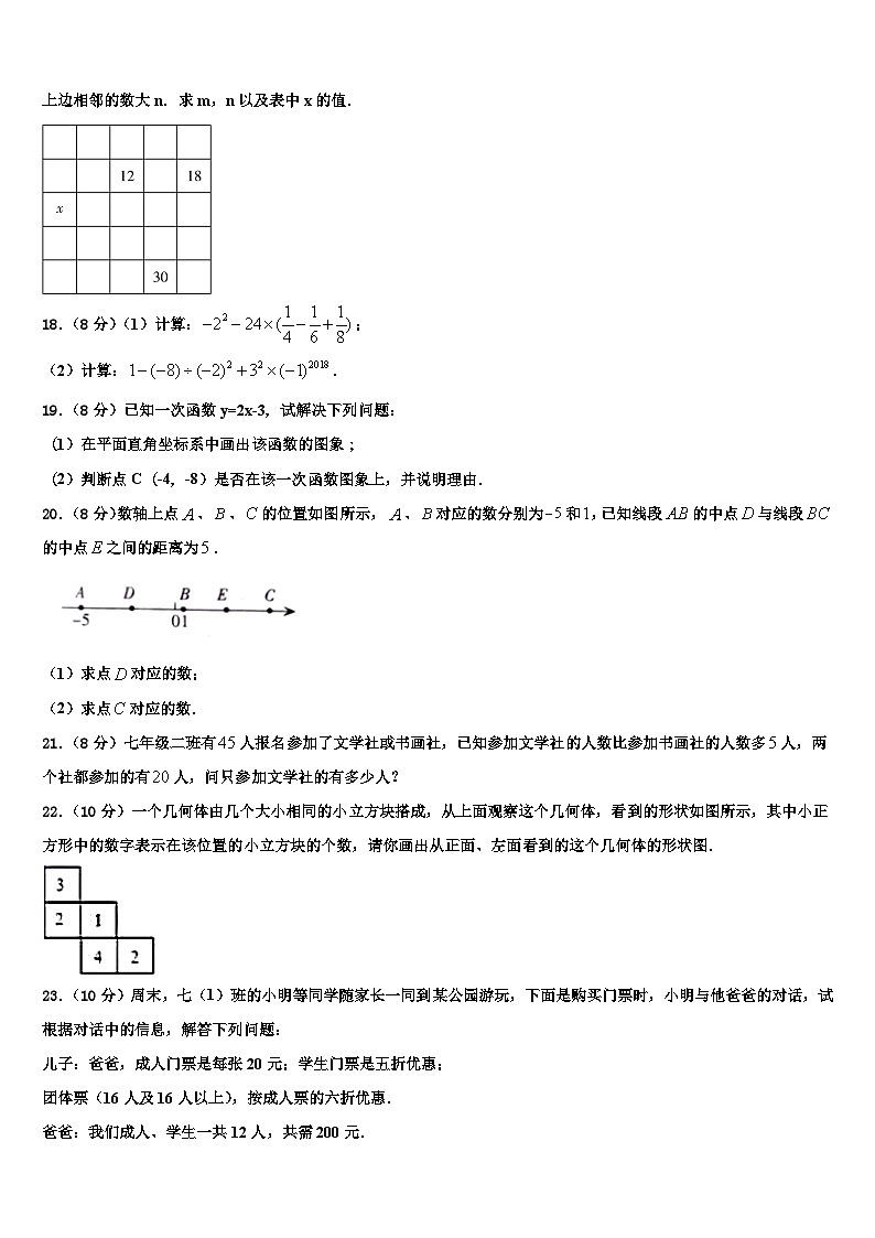 2026届江西省景德镇市名校数学七上期末预测试题含解析第3页