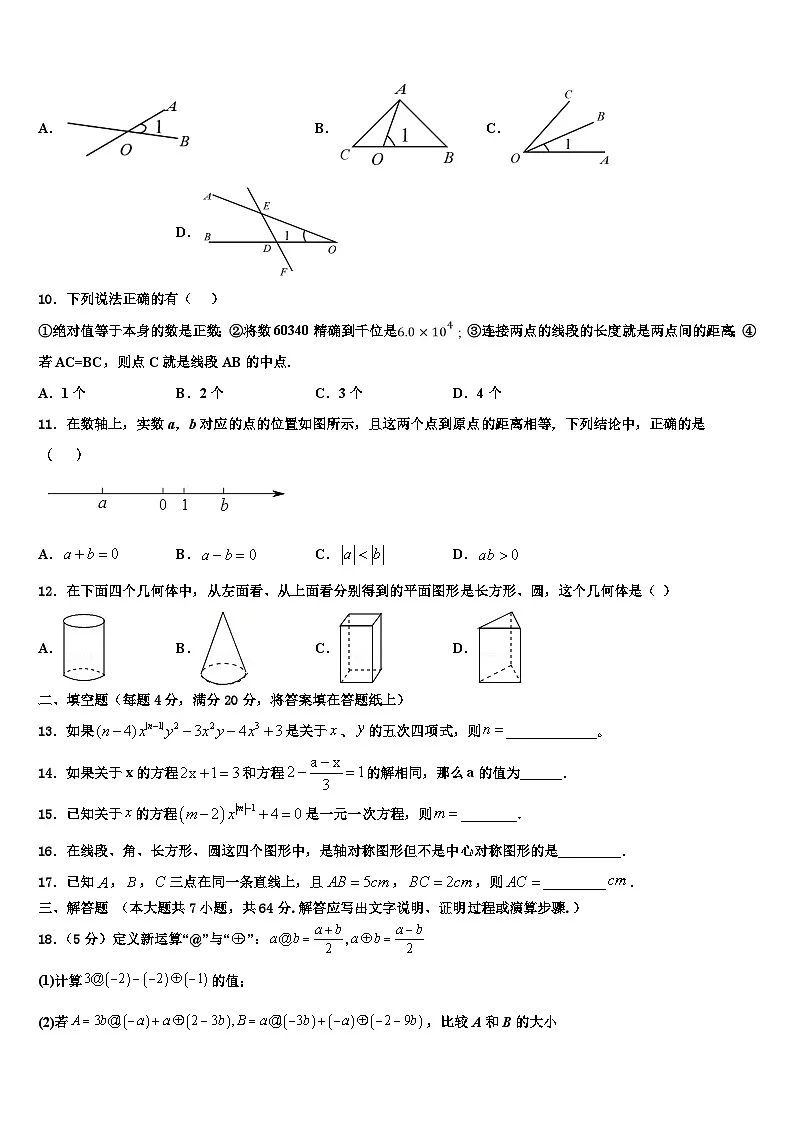 2026届辽宁省阜新市名校七年级数学第一学期期末监测模拟试题含解析第2页