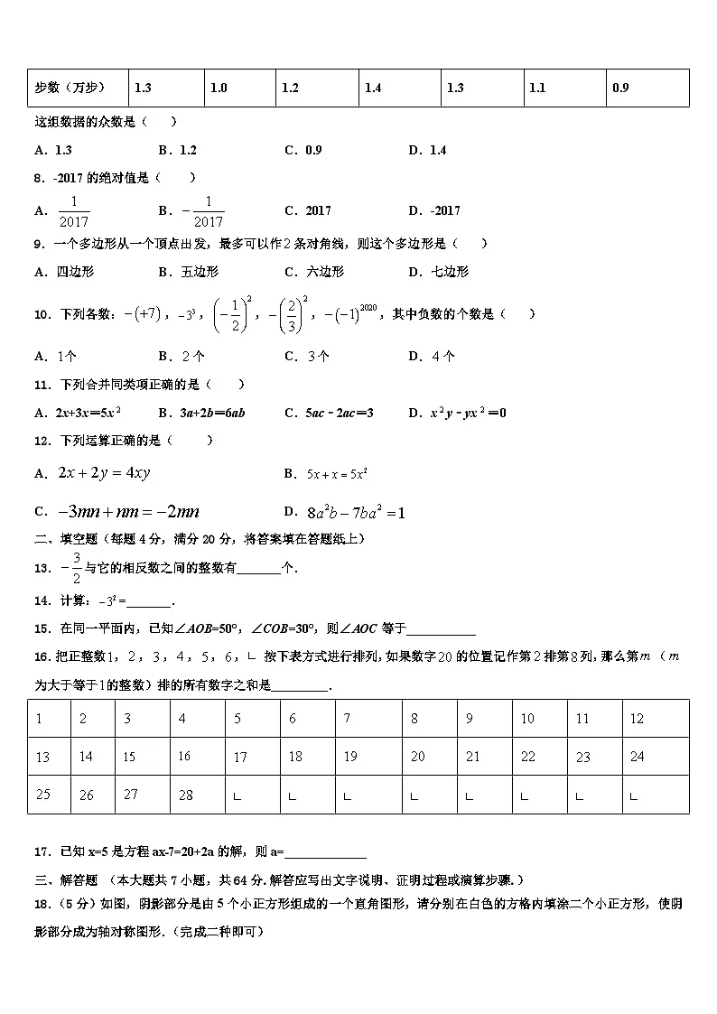 2026届辽宁省大石桥市水源镇九一贯制学校七年级数学第一学期期末检测试题含解析第2页