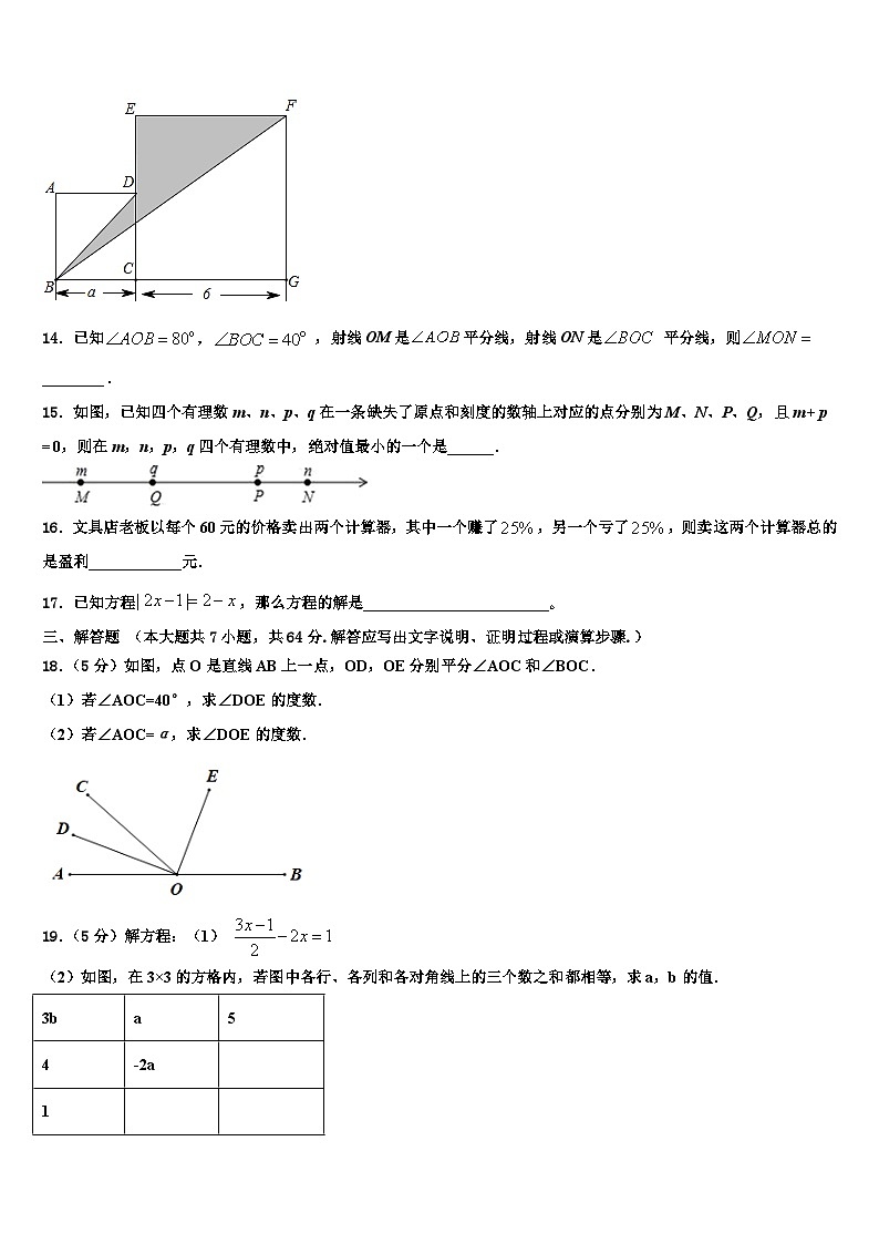 2026届内蒙古翁牛特旗乌丹三中学等学校数学七上期末预测试题含解析第3页