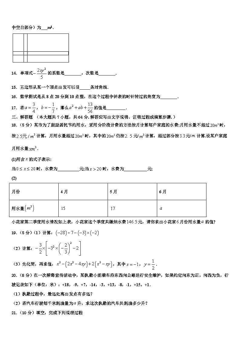 2026届山东省惠民县七年级数学第一学期期末学业质量监测试题含解析第3页