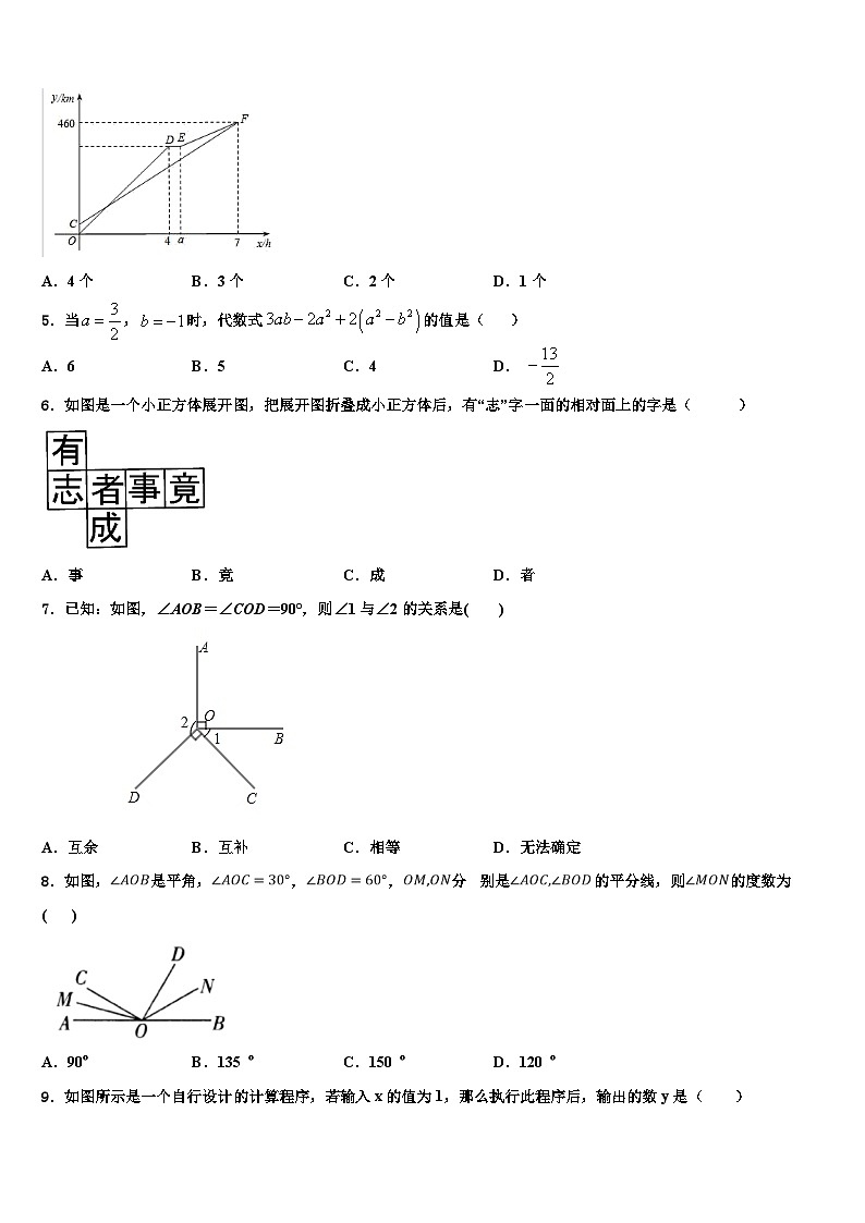 2026届山东省青岛李沧、平度、西海岸、胶州七年级数学第一学期期末统考模拟试题含解析第2页