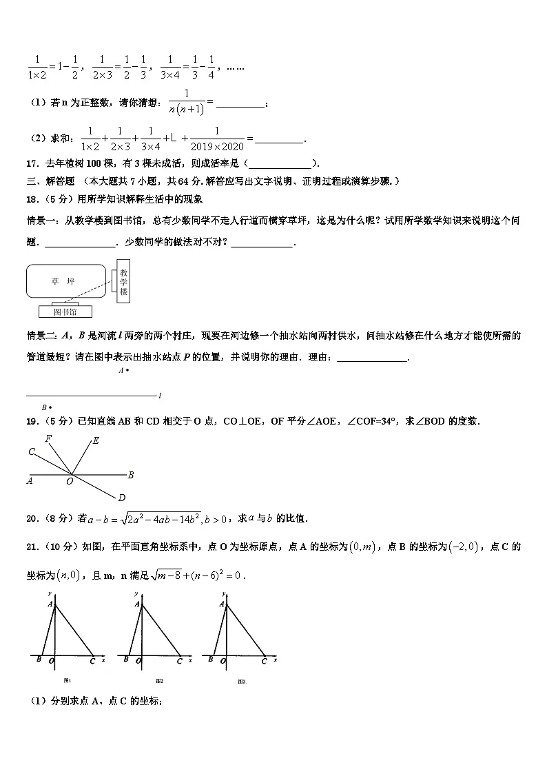 2026届山东省济宁市泗水县数学七年级第一学期期末学业质量监测模拟试题含解析第3页