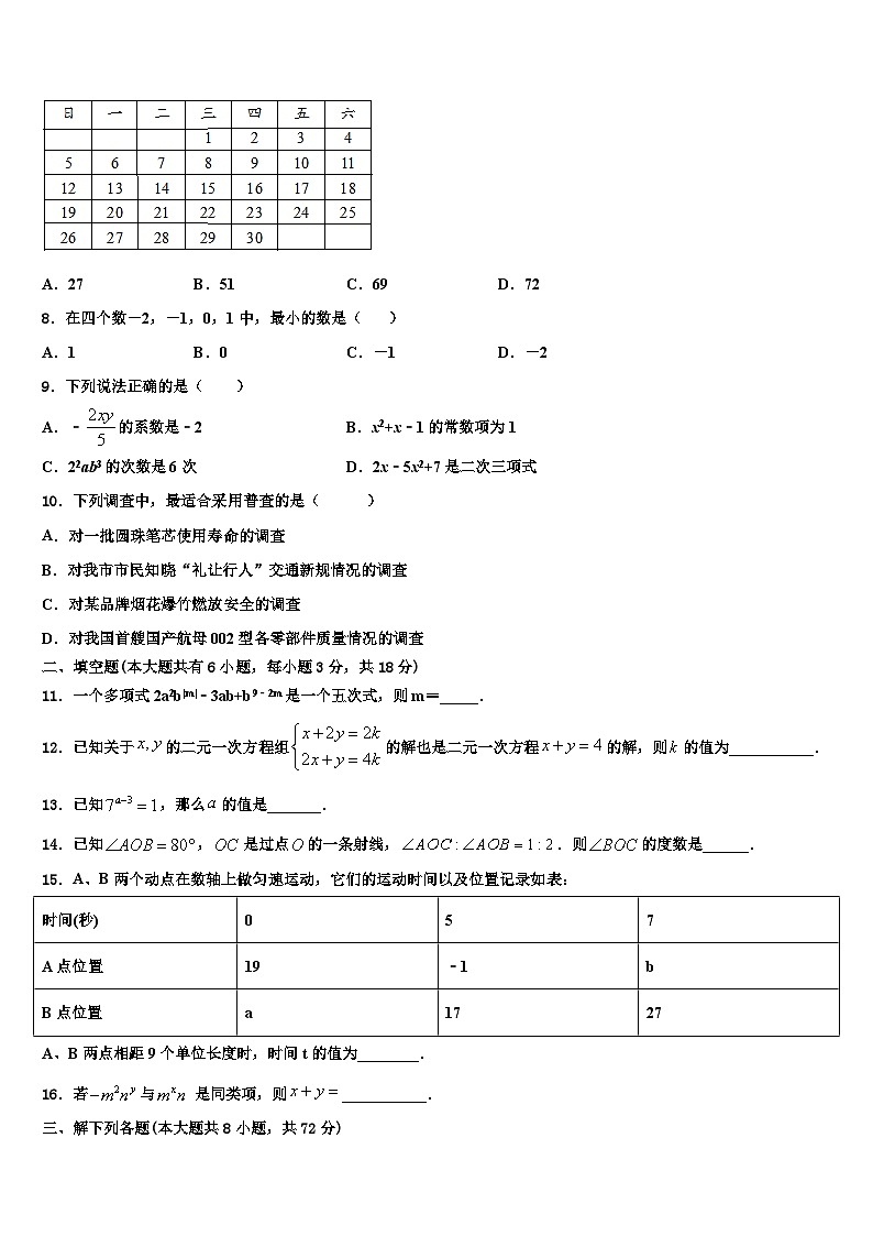 2026届山东省威海市实验中学七年级数学第一学期期末质量跟踪监视模拟试题含解析第2页