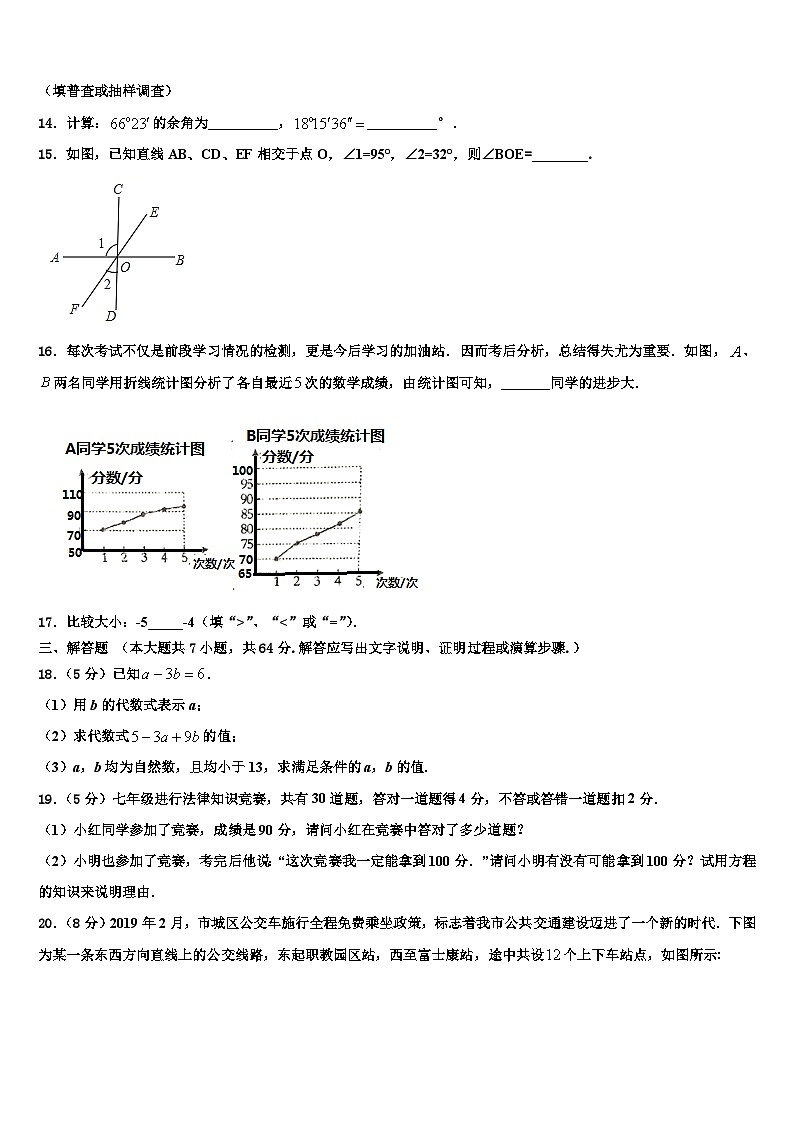 2026届山东省潍坊广文中学数学七上期末联考试题含解析第3页