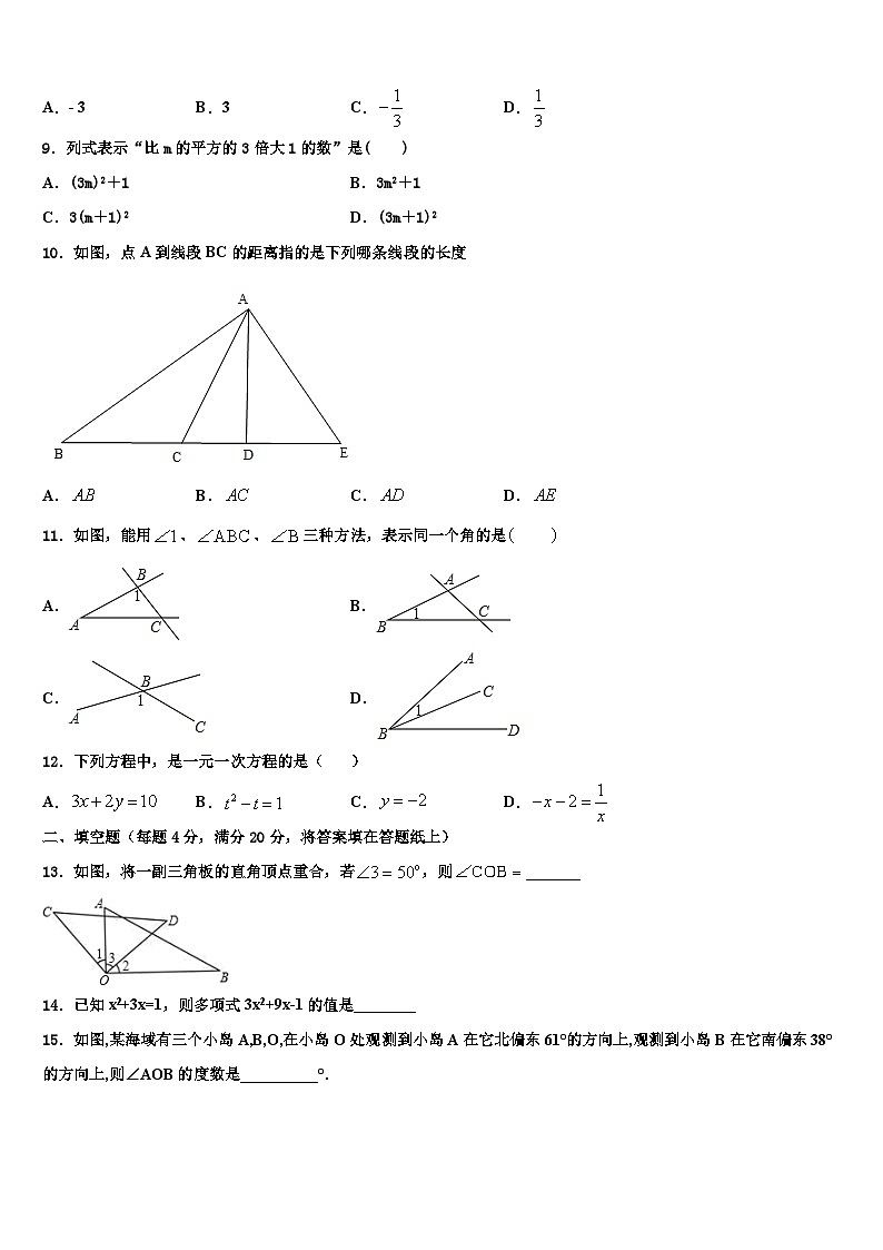2026届山东枣庄市实验中学七年级数学第一学期期末统考试题含解析第2页