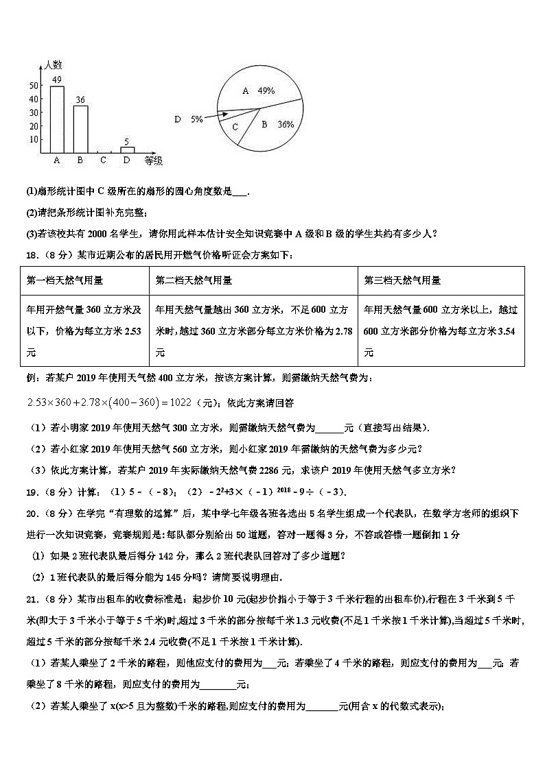 2026届山西临汾霍州三中数学七年级第一学期期末联考试题含解析第3页