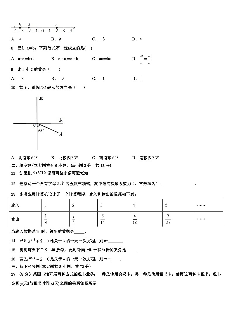 2026届山西晋中学市榆次区七年级数学第一学期期末联考模拟试题含解析第2页