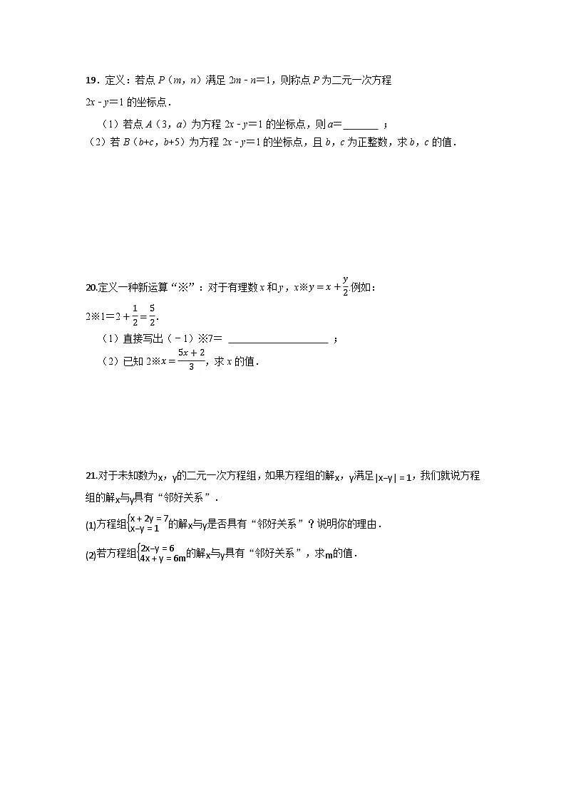 10.1二元一次方程组的概念+同步练习+2024-2025学年人教版数学七年级下册第3页