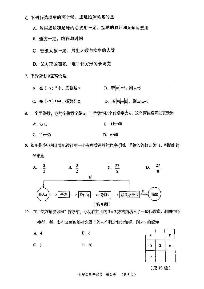 辽宁省葫芦岛市兴城市2025-2026学年第一学期七年级数学期中试卷（无答案）第2页